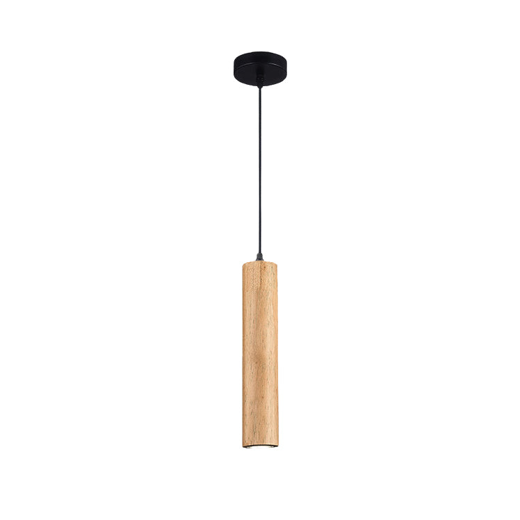 Modern Minimalist Wood Cylinder LED Pendant Light