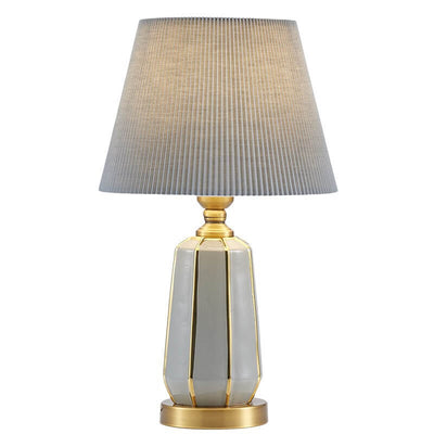 Modern Light Luxury Gray Ceramic Linen 1-Light Table Lamp