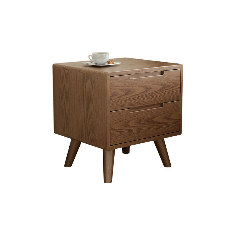 Modern Simplicity Square Rubber Wood Nightstand 1/2 Drawer For Bedside