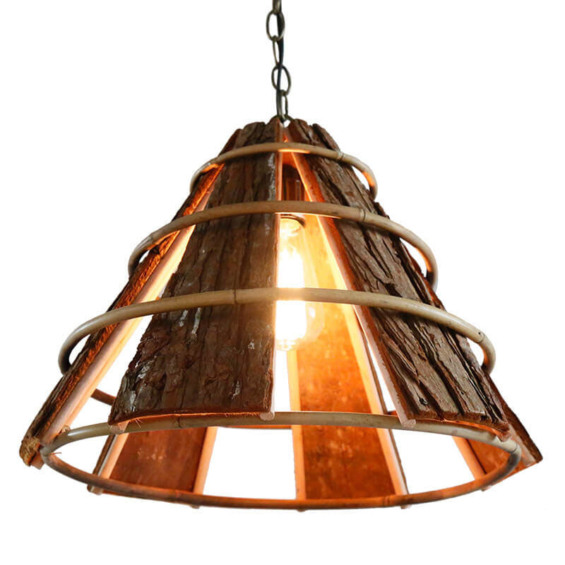 Modern Creative Minimalist Rattan Coarse Bark Horn 1-Light Pendant Light