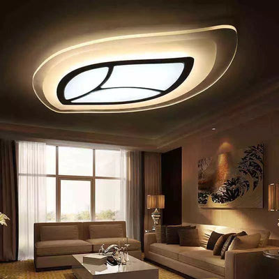 Modern Simplicity Iron Acrylic Round Flower Leave LED Flush Mount Ceiling Light For Living Room