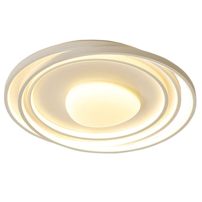 Modern Minimalist Cream Round Acrylic Iron LED Flush Mount Ceiling Light For Living Room