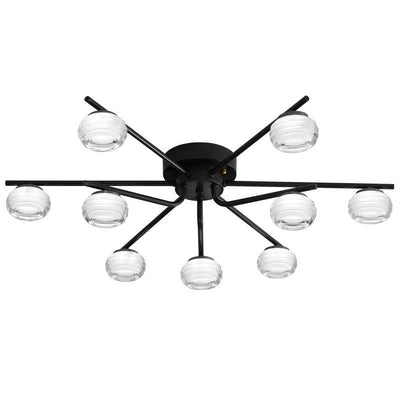 Modern Minimalist Acrylic Copper Round Branch LED Semi-Flush Mount Ceiling Light For Living Room