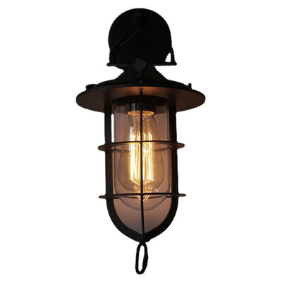 Contemporary Industrial Iron Glass Houseboat Design 1-Light Wall Sconce Lamp For Dining Room