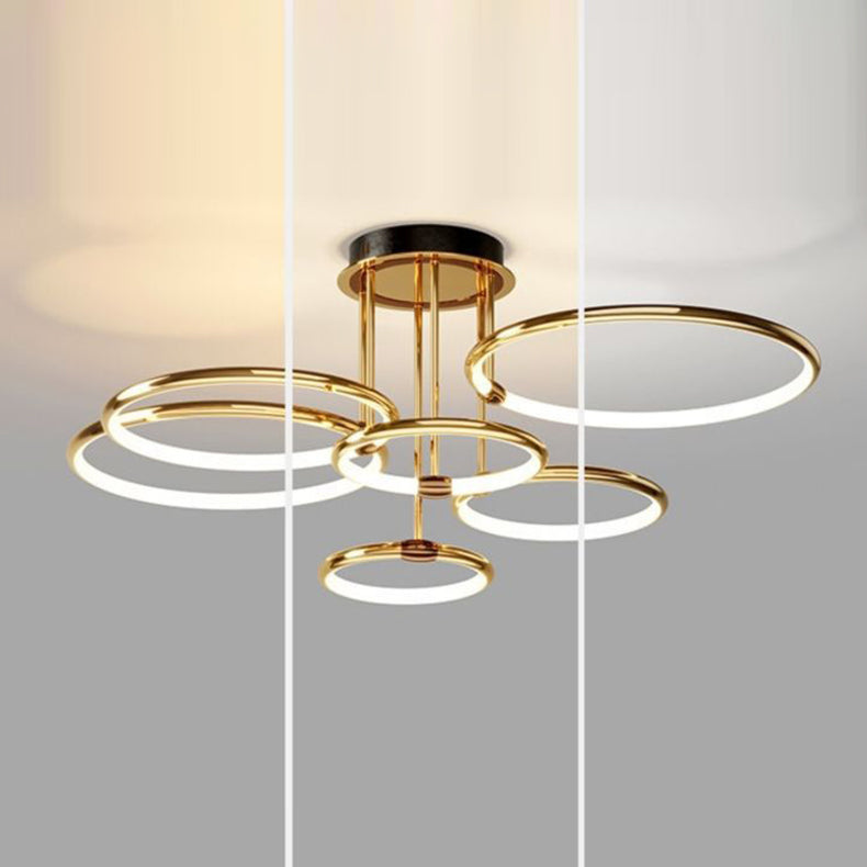 Contemporary Luxury Circle Combo Design LED Semi-Flush Mount Ceiling Light For Bedroom