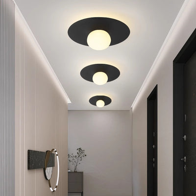 Contemporary Scandinavian Metal PE Round Ball LED Flush Mount Ceiling Light For Hallway