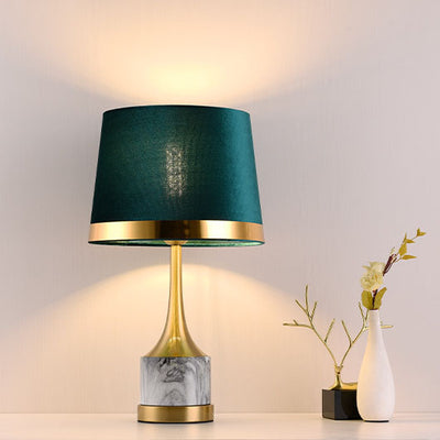 Modern Luxury Green Fabric Cover Iron Base 1-Light Table Lamp For Home Office