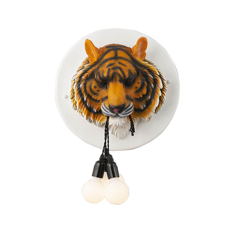 Italian Creative Tiger Totem Resin PVC Shade 1-Light Wall Sconce Lamp