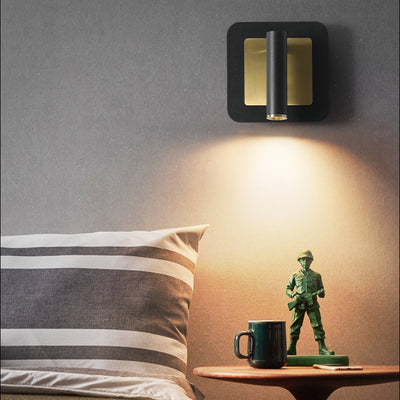 Modern Minimalist Rotatable Round Square Cylinder Metal LED Wall Sconce Lamp For Bedroom