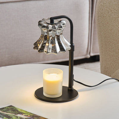 Modern Minimalist Floral Round Base Iron Glass 1-Light Aromatherapy Melting Wax Table Lamp For Bedroom