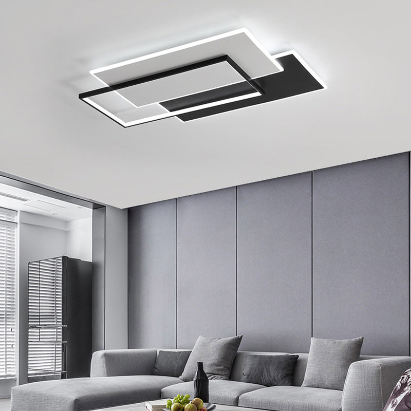 Modern Simplicity Rectangle Acrylic Iron LED Flush Mount Ceiling Light For Living Room