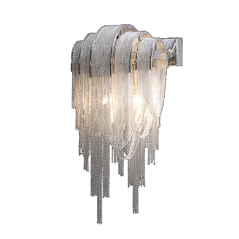 Modern Luxury Iron Aluminum Tassel Chain 2/4 Light Wall Sconce Lamp For Hallway