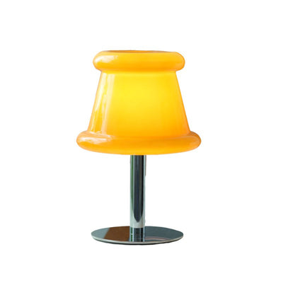 Contemporary Creative Hat Glass Shade Iron 1-Light Table Lamp For Bedroom