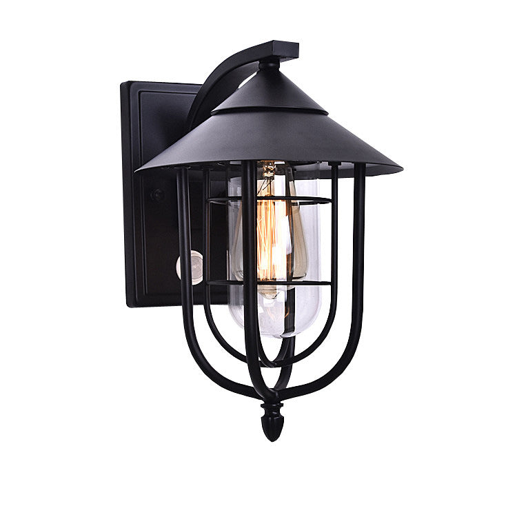 Contemporary Industrial Iron Waterproof Human Body Sensing 1-Light Outdoor Wall Sconce Lamp For Outdoor Patio