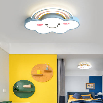 Contemporary Creative Rainbow Cloud Acrylic Shade LED Flush Mount Ceiling Light For Bedroom