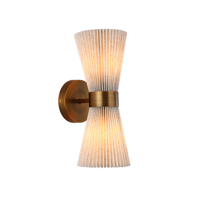 Modern Minimalist Column Fabric Copper 2-Light Wall Sconce Lamp For Living Room