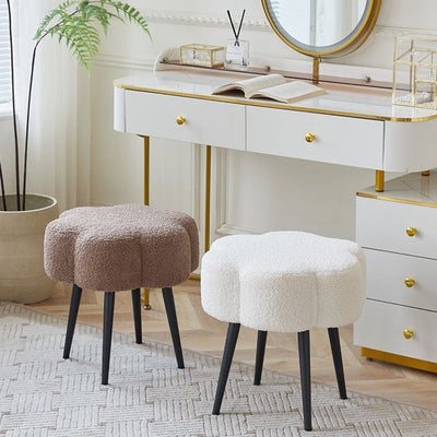 Modern Minimalist Cloud Lambswool Carbon Steel Vanity Stool For Bedroom