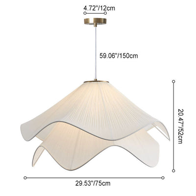 Luminaire suspendu moderne à 1 lumière en tissu de fer à pétales pour le salon 