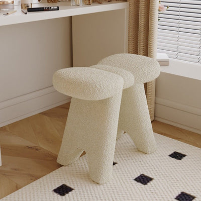 Contemporary Scandinavian Lambswool Butterfly Design Vanity Stool For Bedroom