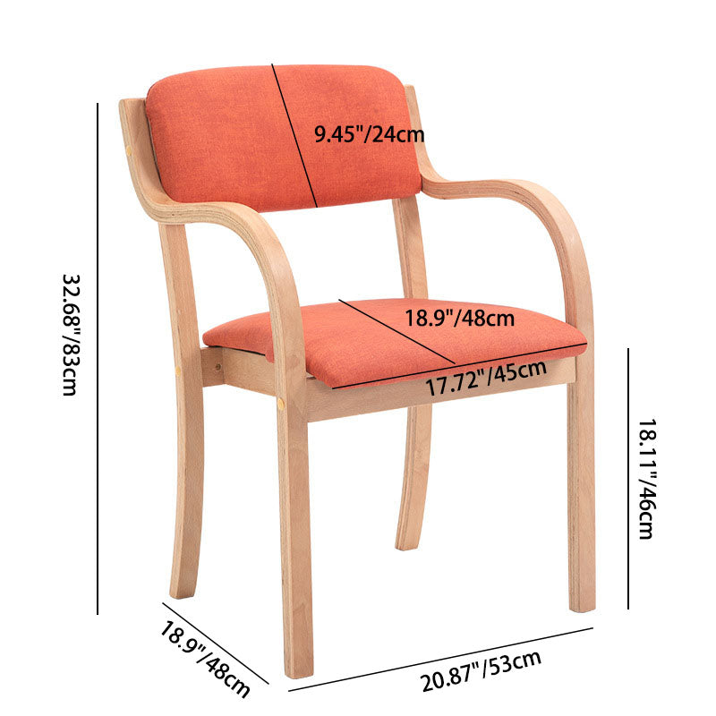 Moderner Einfachheit Stoff Holz Schwamm Quadrat Gebogene Esszimmerstuhl Rückenlehne Armlehne Für Esszimmer 