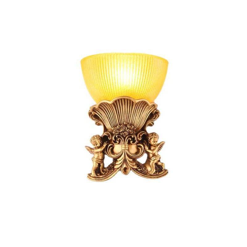 European Vintage Angel Striped Glass 1-Light Wall Sconce Lamp