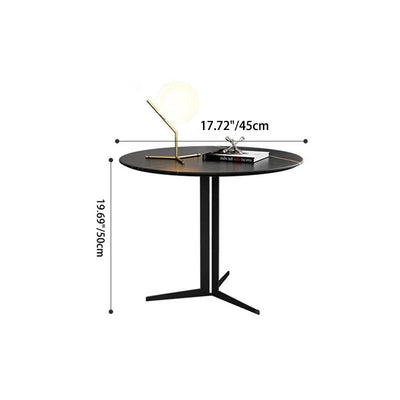 Modern Luxury Round Rock Slab Carbon Steel Coffee Table For Living Room