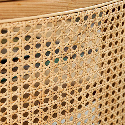 Traditional Japanese Round Wood Weaving Coffee Table For Living Room