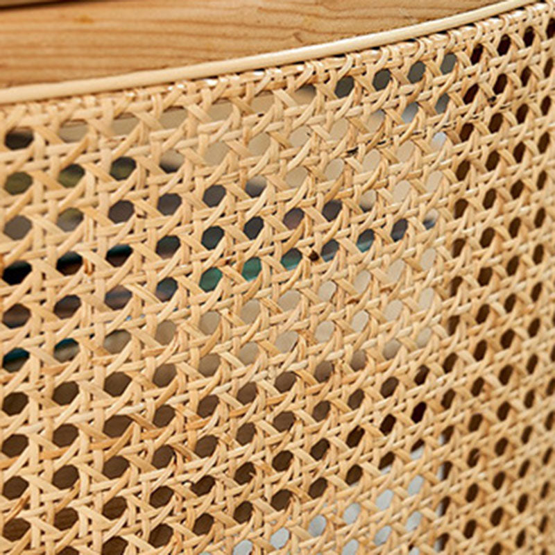 Traditional Japanese Round Wood Weaving Coffee Table For Living Room