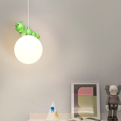 Contemporary Creative Cartoon Resin Caterpillar Flower Bud Shade LED Pendant Light For Bedroom