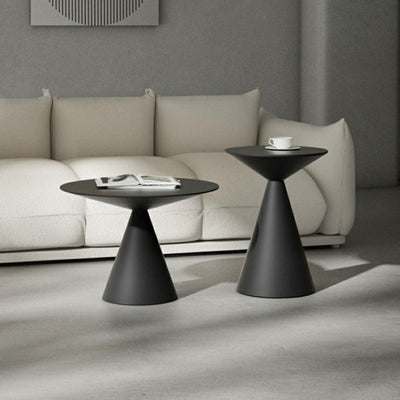 Modern Minimalist Round Cone Aluminum Metal End Table 1-Tier For Living Room