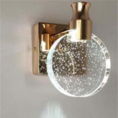 Contemporary Nordic Hardware Crystal Round LED Wall Sconce Lamp For Bedroom