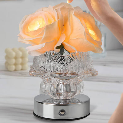 Modern Decorative Rose Metal Glass LED Table Lamp