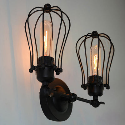 Contemporary Industrial Iron Frame 1/2-Light Wall Sconce Lamp For Living Room