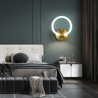 Contemporary Creative Brass Acrylic Round Oval Figure Six Eight Letter LED Wall Sconce Lamp For Hallway