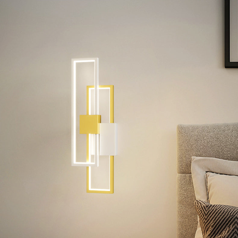 Modern Minimalist Double Rectangle Aluminum Iron Silicone LED Wall Sconce Lamp For Living Room