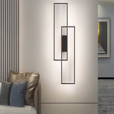 Modern Minimalist Rectangle Line Iron Silicone LED Wall Sconce Lamp For Living Room