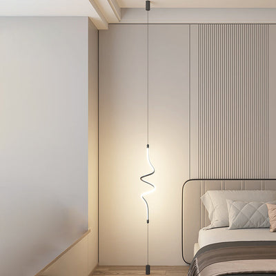 Modern Minimalist Iron Aluminum Silica Line LED Pendant Light For Bedroom