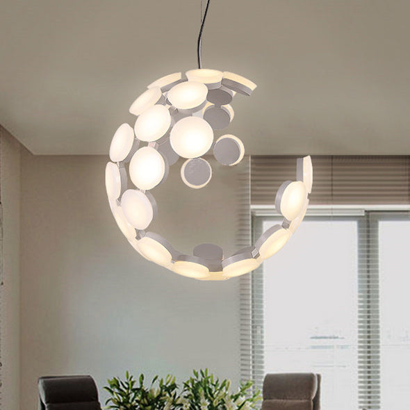 Modern Minimalist Round Globe Iron Acrylic LED Pendant Light For Living Room