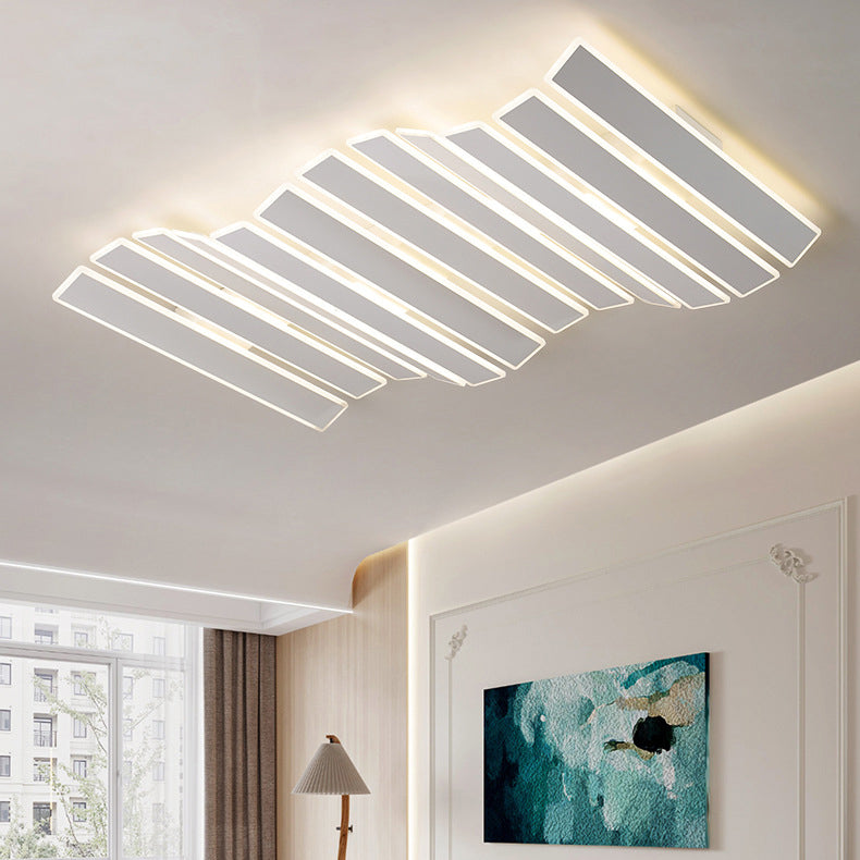 Contemporary Simplicity Acrylic Striped Fish Bone Shape LED Flush Mount Ceiling Light For Living Room