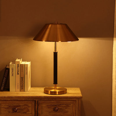 Modern Mid-Century Iron Round Drum 2-Light Table Lamp For Study