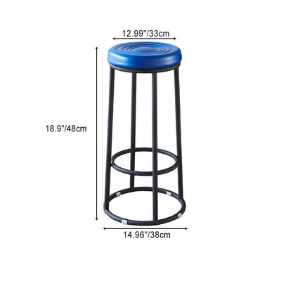 Modern Simplicity Leather Carbon Steel Cotton Metal Round Bar Stool Footrest For Kitchen