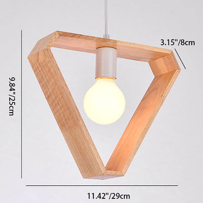 Modern Simplicity Wood Geometrical Shape 1-Light Pendant Light For Living Room