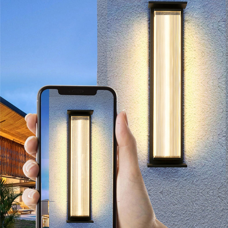 Modern Minimalist Waterproof Rectangular Stainless Steel Acrylic LED Wall Sconce Lamp For Outdoor Patio