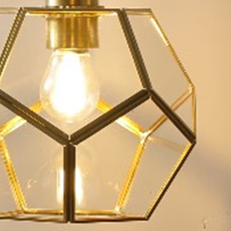 Nordic Vintage Polygonal Clear Glass Brass 1-Light Pendant Light