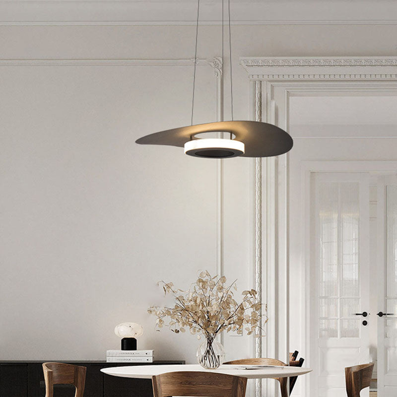 Modern Minimalist Round Flying Saucer Iron Acrylic LED Pendant Light For Living Room