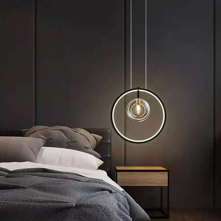 Modern Minimalist Circle Orb Iron Glass 1/3/5 Light Pendant Light For Living Room