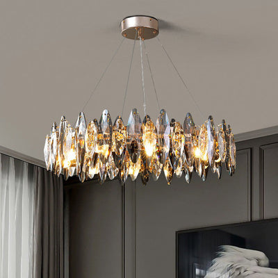 Modern Luxury Oval Crystal Iron 5/6/10 Light Chandelier For Living Room