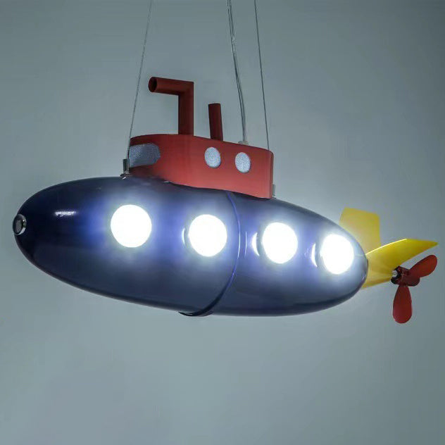 Contemporary Creative Cartoon Submarine Iron LED Kids Chandelier For Bedroom