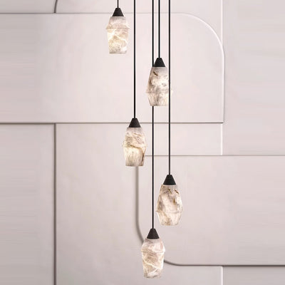 Modern Minimalist Cylinder Copper Marble 1-Light Pendant Light For Bedroom