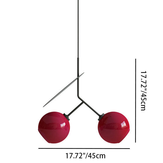 Lampe suspendue moderne et créative en fer et verre cerise à 1/2 lumières 